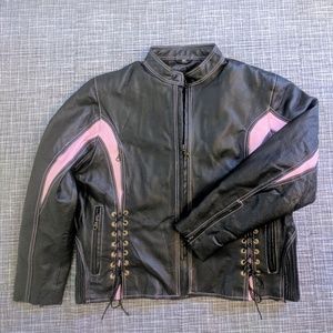 Dream Apparel Motorcycle Jacket Leather Pink Black